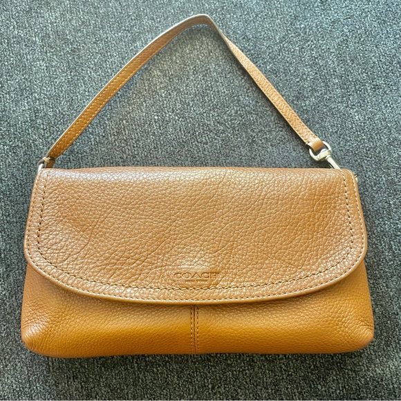 Coach vintage cognac brown tan leather wallet wristlet purse - Picture 2 of 4